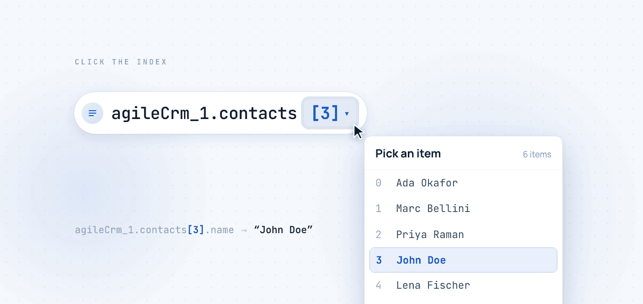 Pick the Exact Array Item: Selectable Data Pill Index