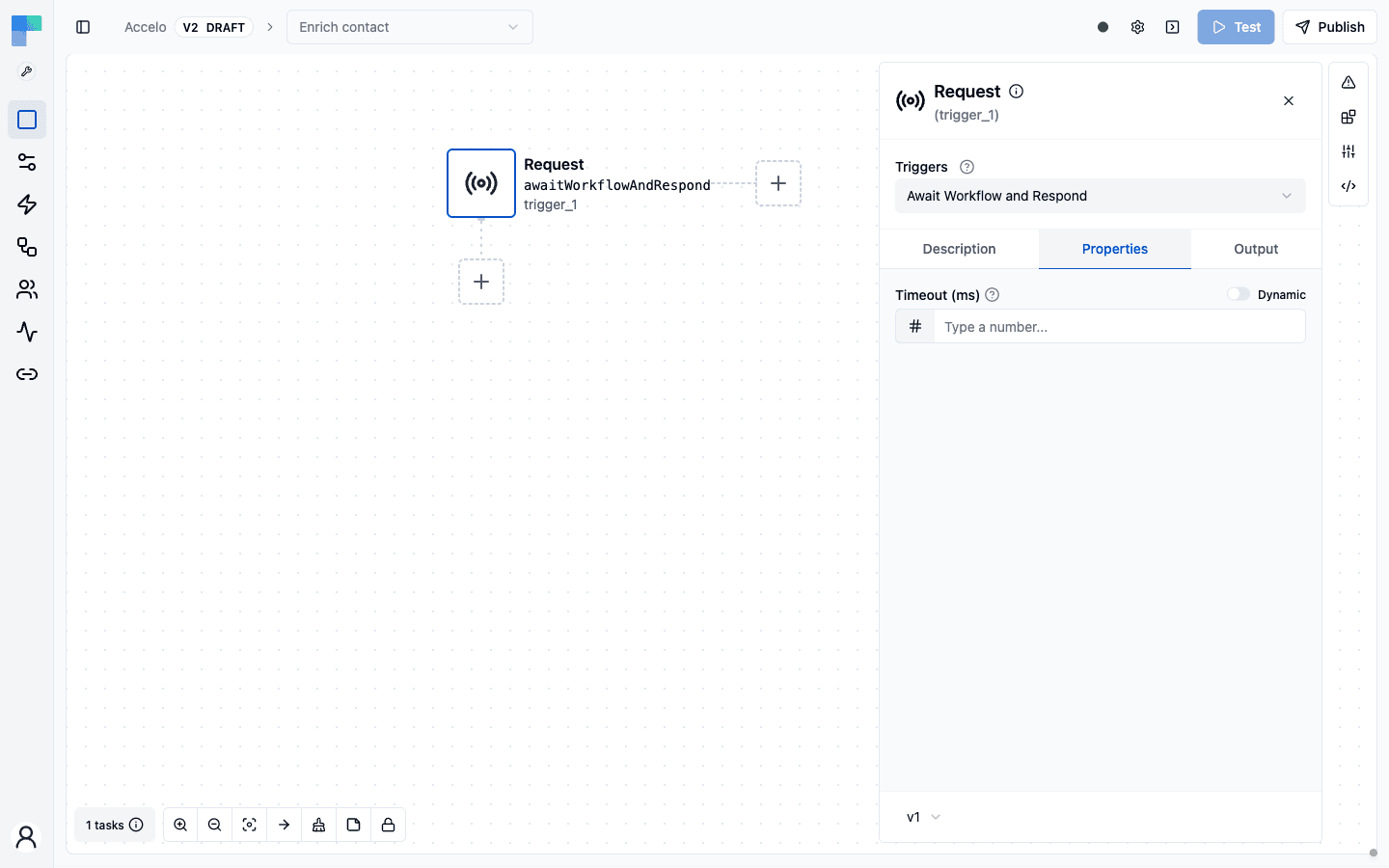 Workflow editor with the Request trigger set to Await Workflow and Respond and its Timeout property