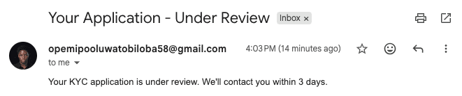 Medium risk notification email received by user